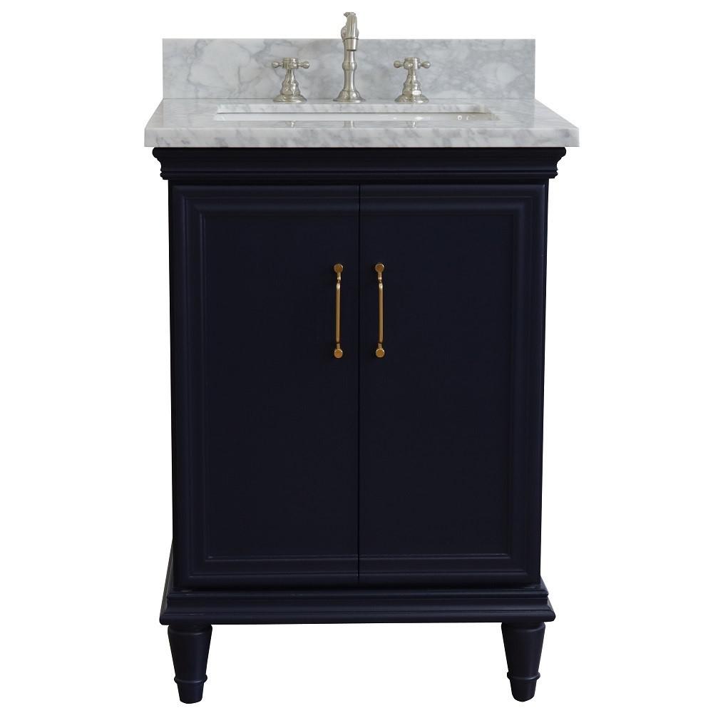25 Single vanity in Blue finish with White Carrara and rectangle sink. Picture 7
