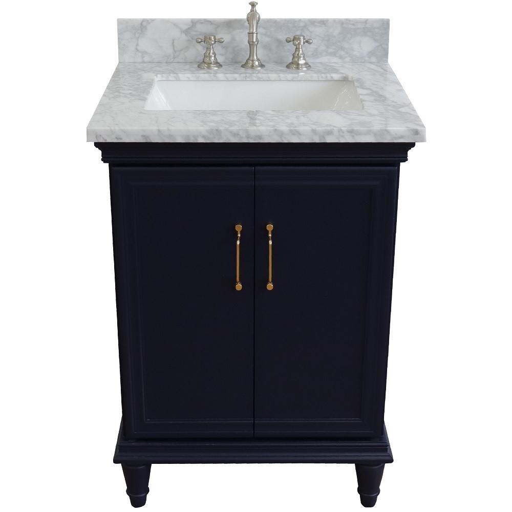 25 Single vanity in Blue finish with White Carrara and rectangle sink. Picture 10