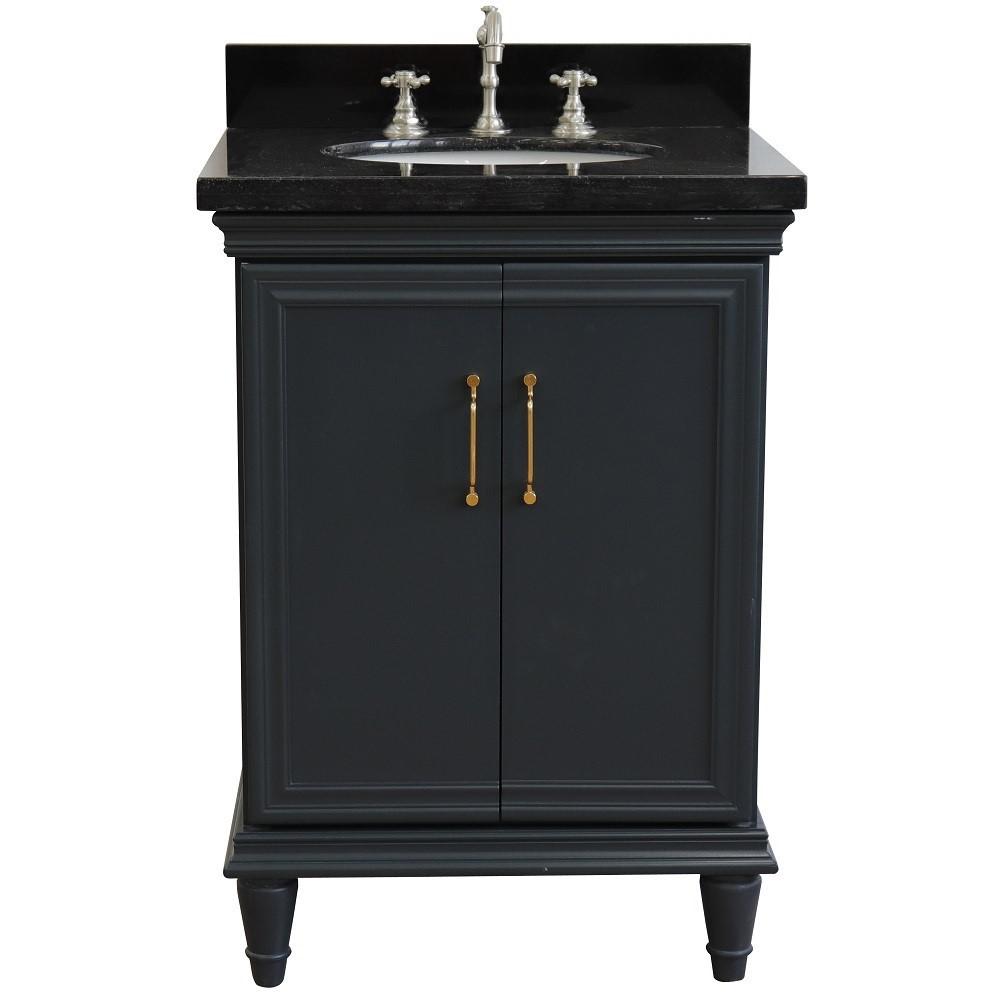 25 Single vanity in Dark Gray finish with Black galaxy and oval sink. Picture 5