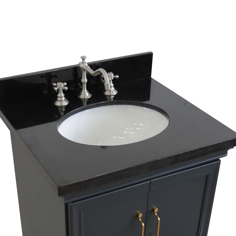 25 Single vanity in Dark Gray finish with Black galaxy and oval sink. Picture 6