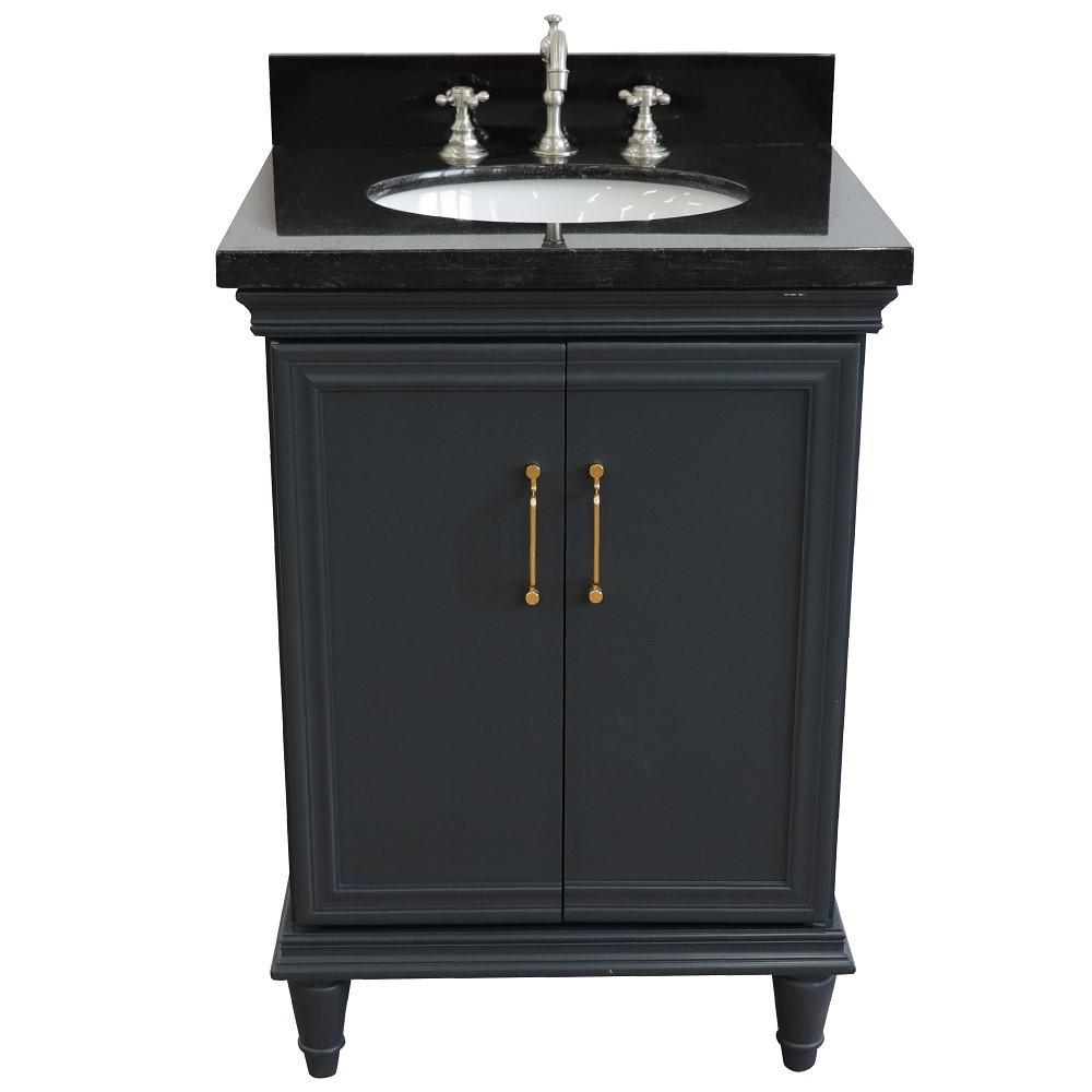 25 Single vanity in Dark Gray finish with Black galaxy and oval sink. Picture 8