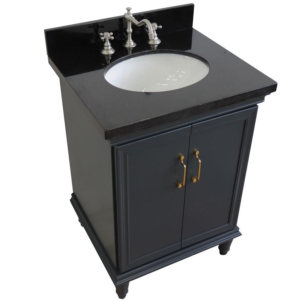 25 Single vanity in Dark Gray finish with Black galaxy and oval sink. Picture 9
