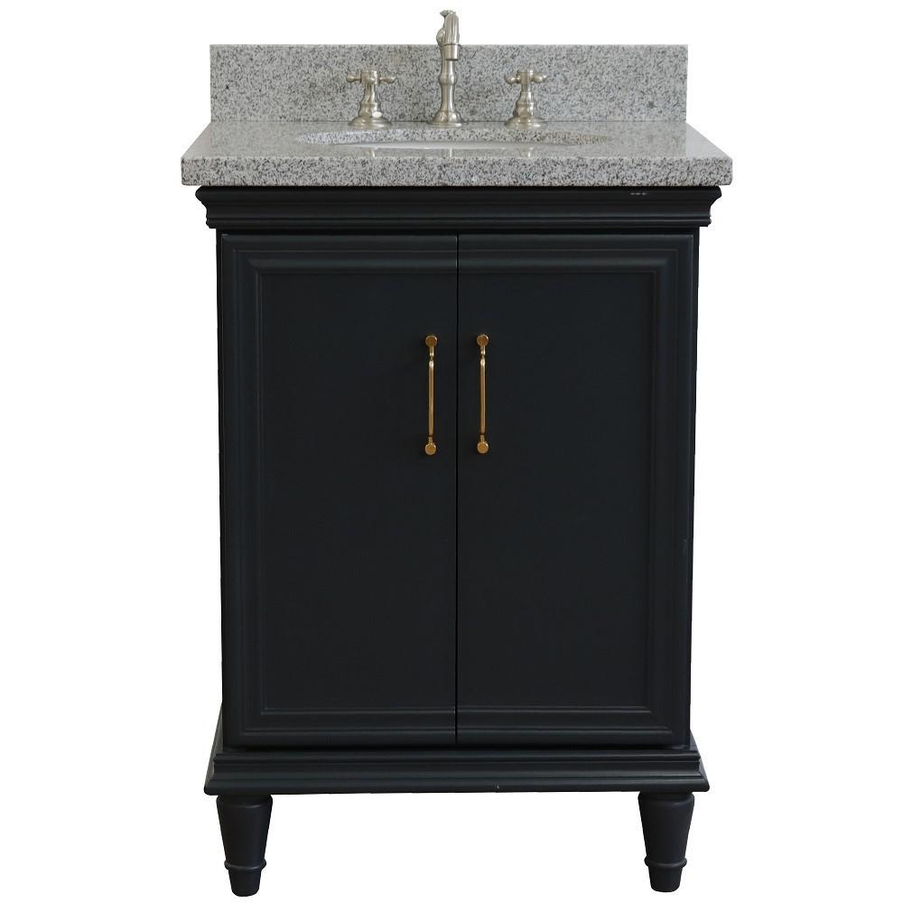 25 Single vanity in Dark Gray finish with Gray granite and oval sink. Picture 5