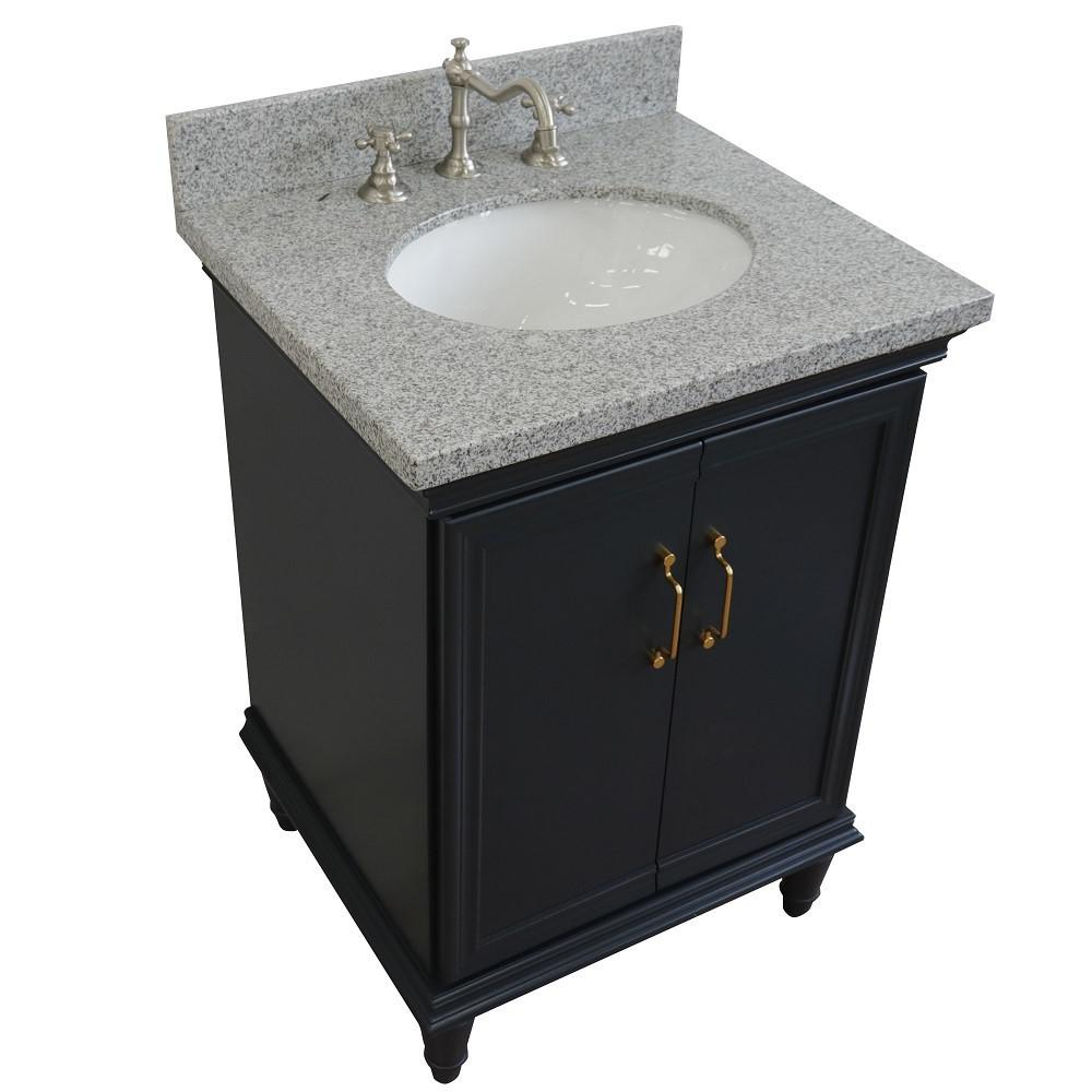 25 Single vanity in Dark Gray finish with Gray granite and oval sink. Picture 9