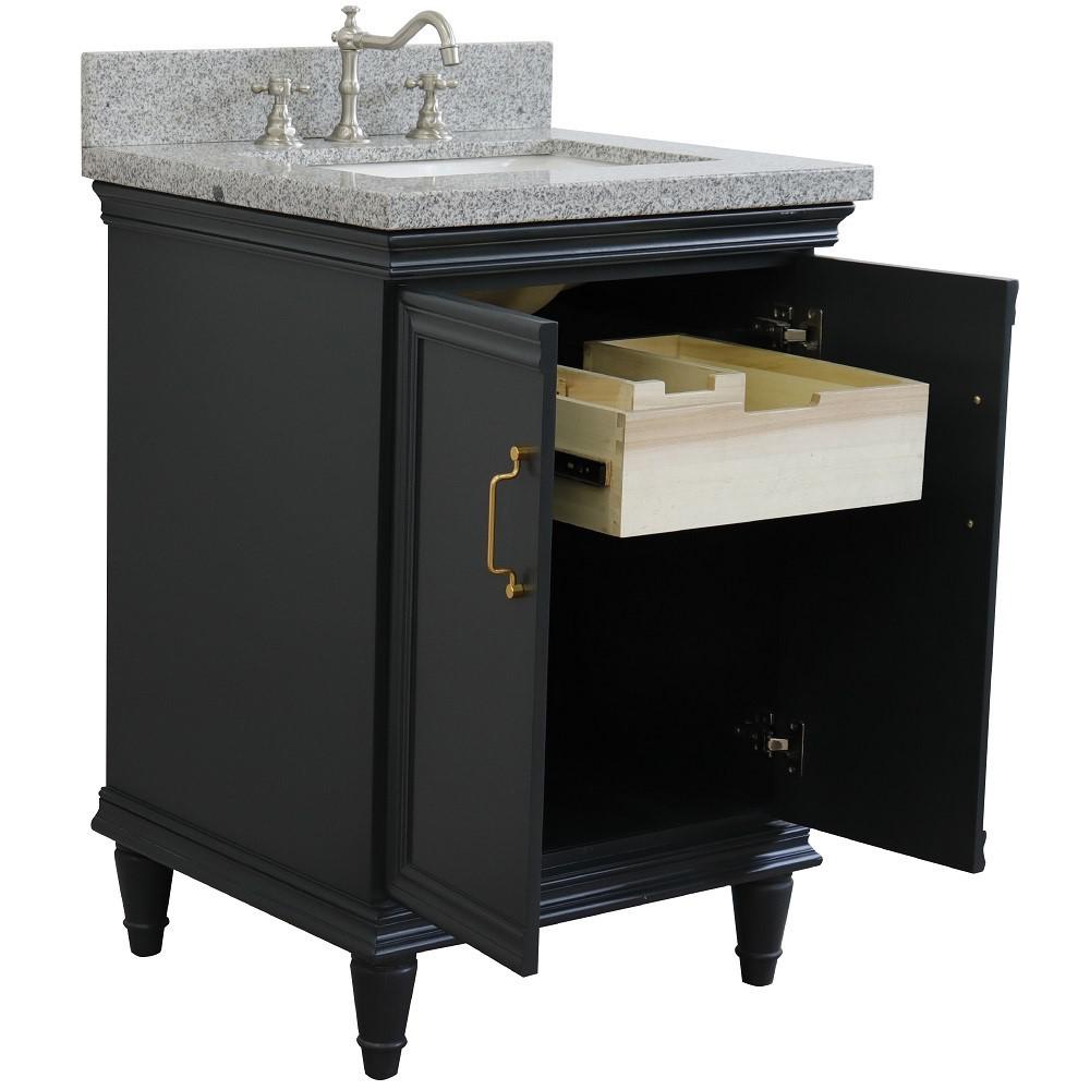 25 Single vanity in Dark Gray finish with Gray granite and rectangle sink. Picture 5