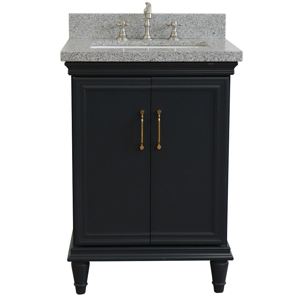 25 Single vanity in Dark Gray finish with Gray granite and rectangle sink. Picture 6