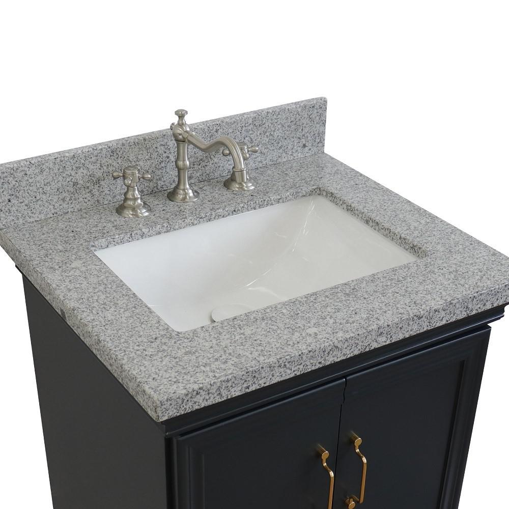 25 Single vanity in Dark Gray finish with Gray granite and rectangle sink. Picture 7