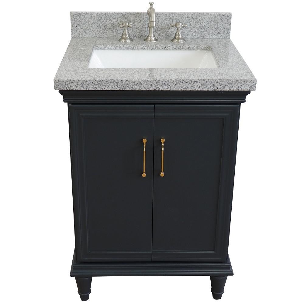 25 Single vanity in Dark Gray finish with Gray granite and rectangle sink. Picture 9