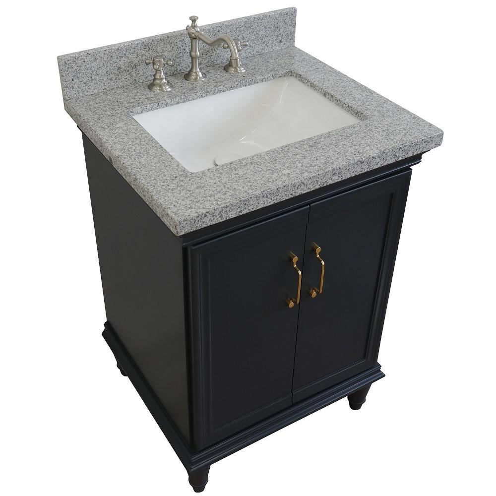 25 Single vanity in Dark Gray finish with Gray granite and rectangle sink. Picture 10