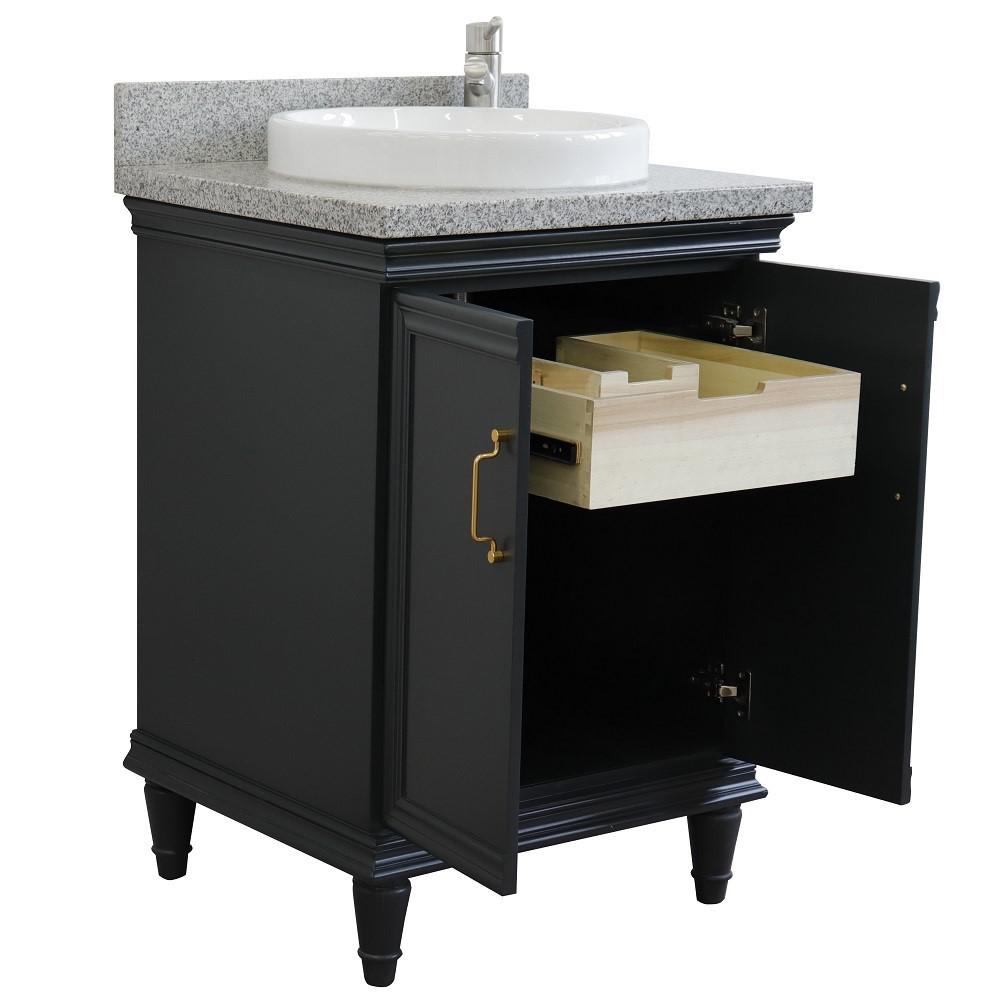 25 Single vanity in Dark Gray finish with Gray granite and rectangle sink. Picture 15