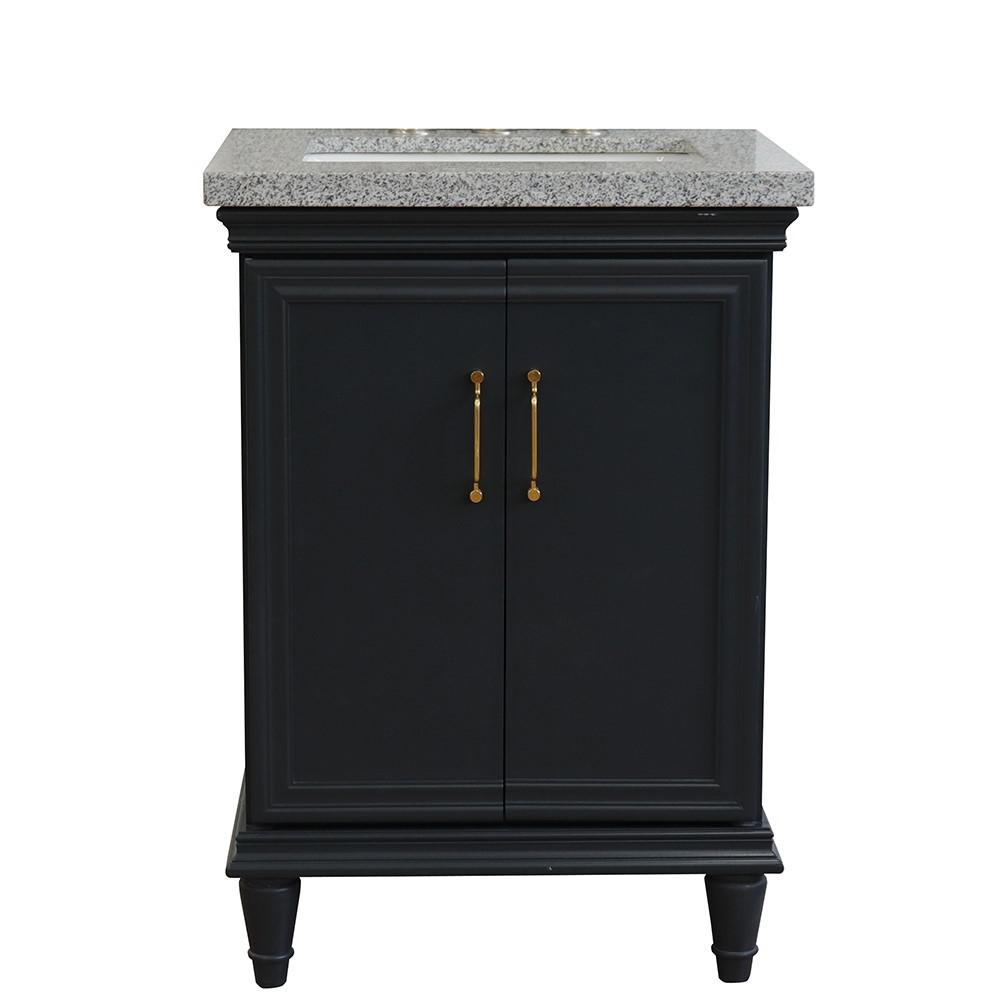 25 Single vanity in Dark Gray finish with Gray granite and rectangle sink. Picture 12