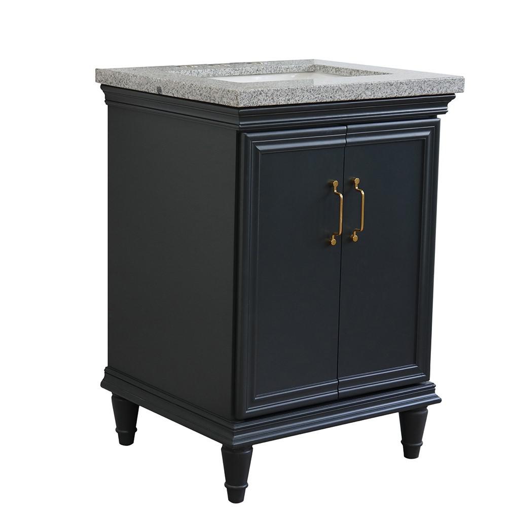 25 Single vanity in Dark Gray finish with Gray granite and rectangle sink. Picture 13