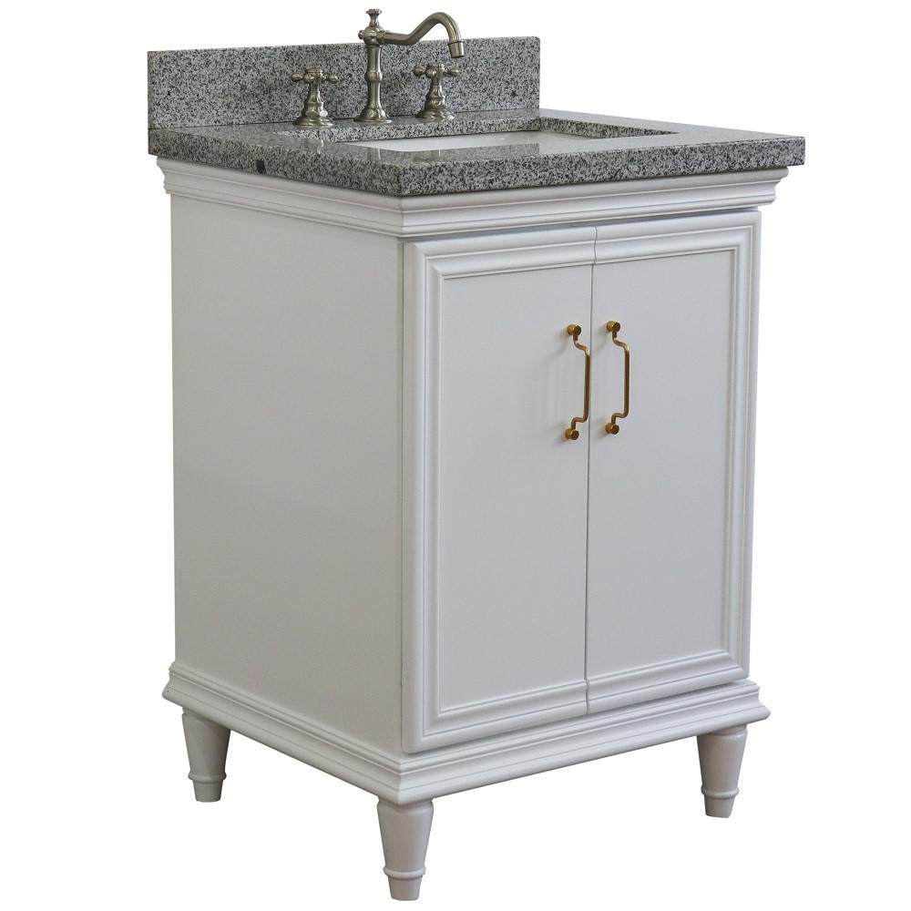 25 Single vanity in White finish with Gray granite and rectangle sink. Picture 4