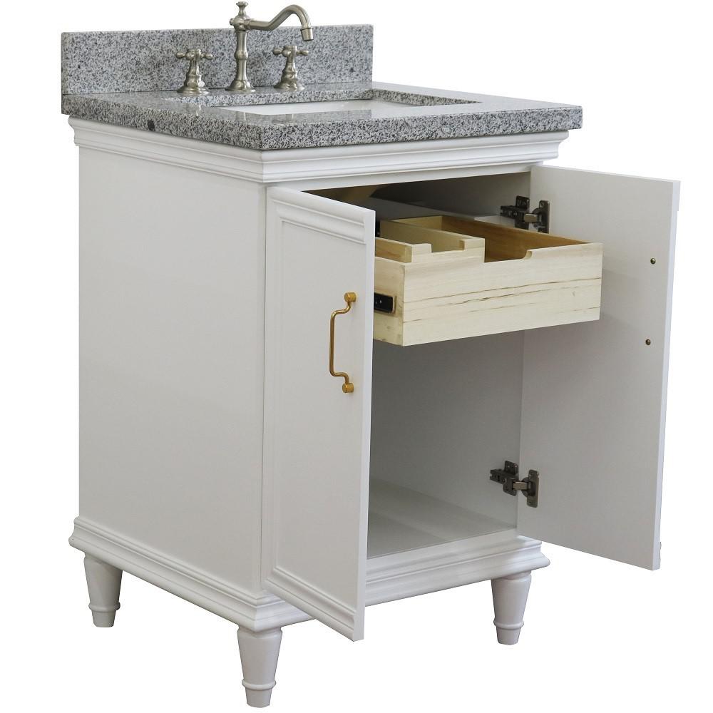 25 Single vanity in White finish with Gray granite and rectangle sink. Picture 5