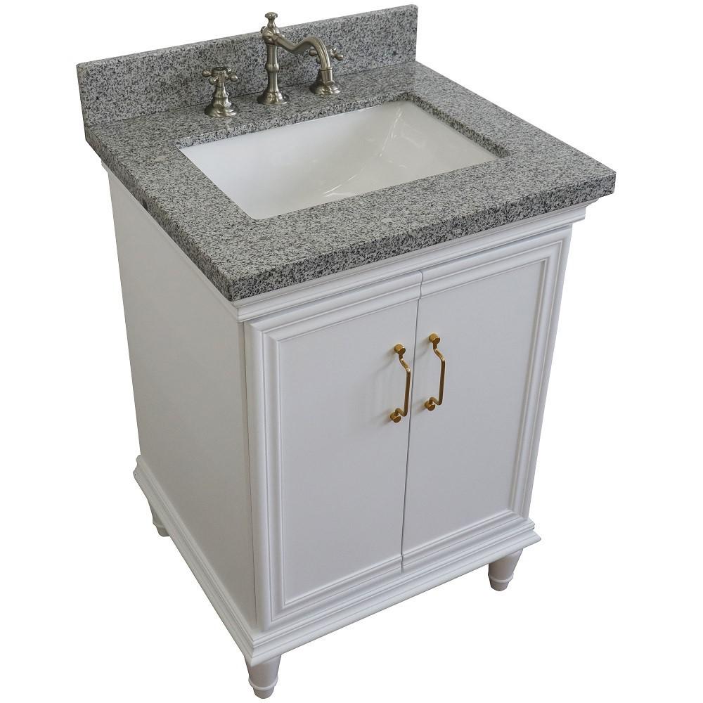 25 Single vanity in White finish with Gray granite and rectangle sink. Picture 10