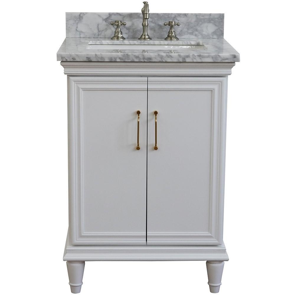 25 Single vanity in White finish with White Carrara and rectangle sink. Picture 6