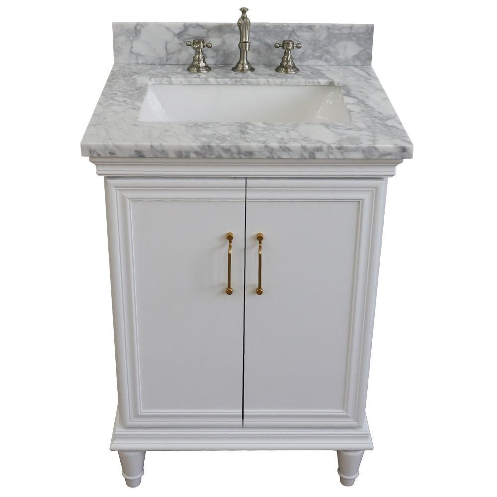25 Single vanity in White finish with White Carrara and rectangle sink. Picture 9