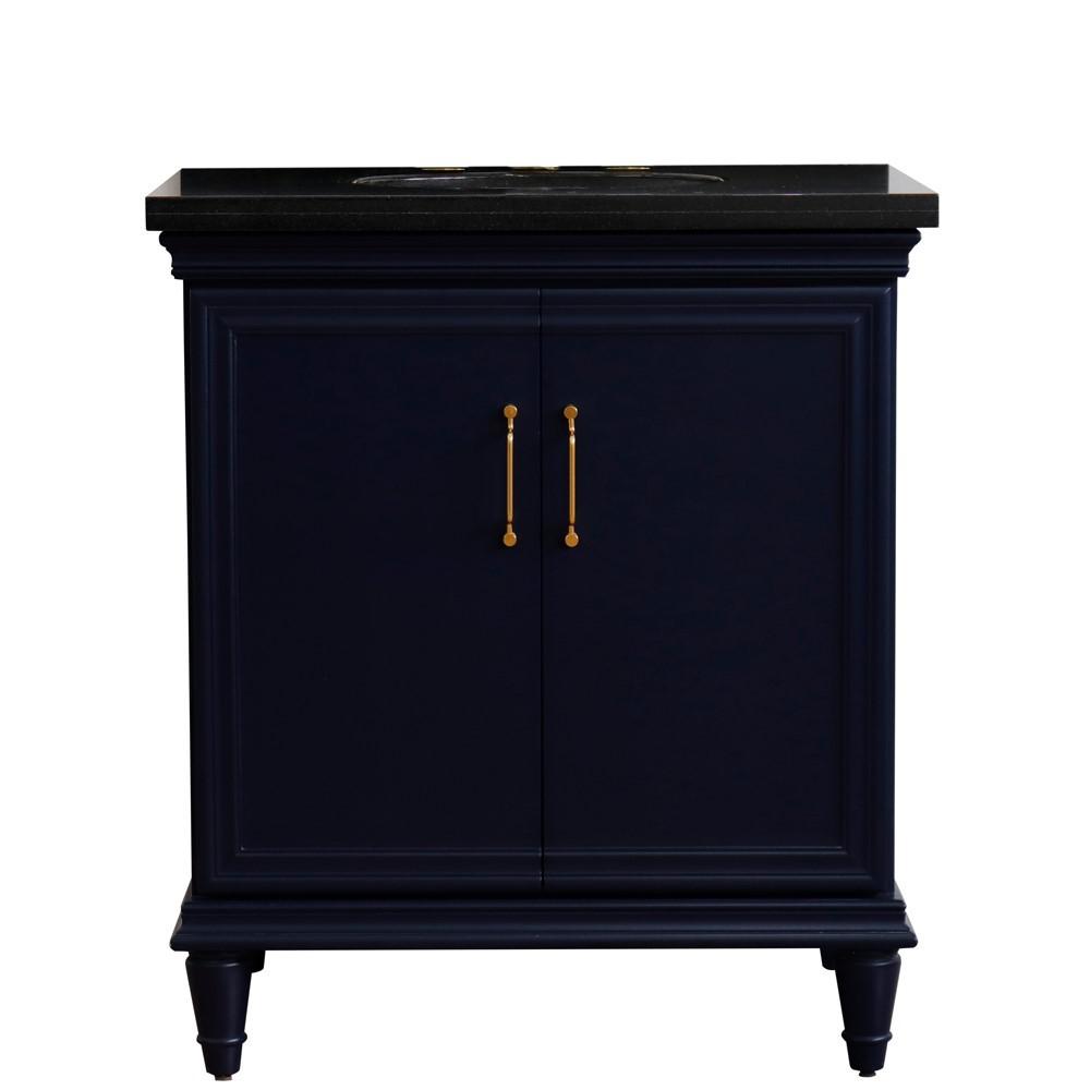 31 Single vanity in Blue finish with Black galaxy and oval sink. Picture 13