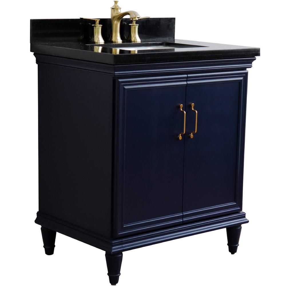 31 Single vanity in Blue finish with Black galaxy and rectangle sink. Picture 5