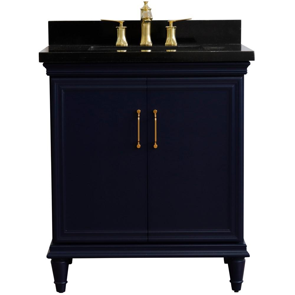 31 Single vanity in Blue finish with Black galaxy and rectangle sink. Picture 7