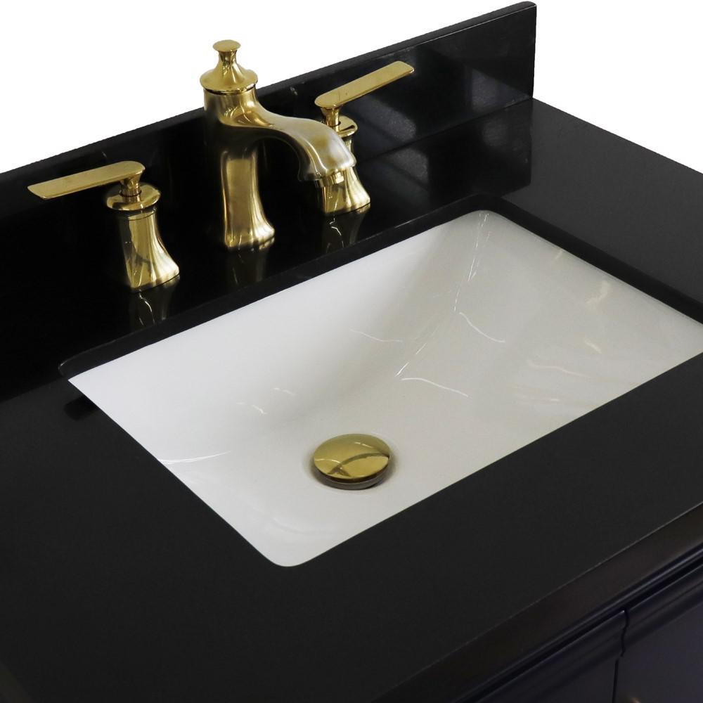31 Single vanity in Blue finish with Black galaxy and rectangle sink. Picture 8