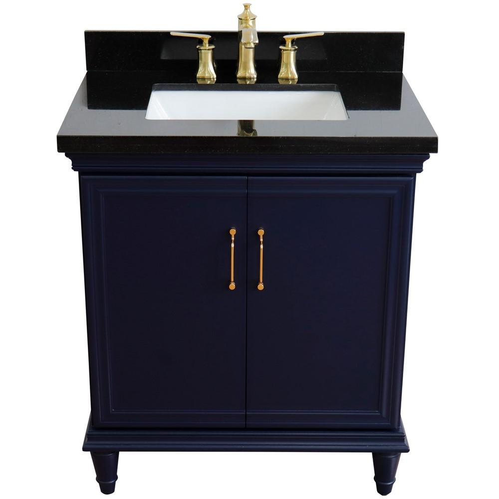 31 Single vanity in Blue finish with Black galaxy and rectangle sink. Picture 10