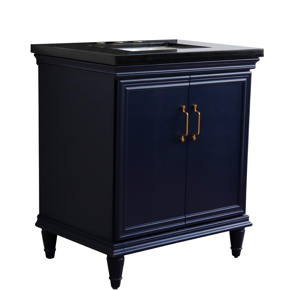 31 Single vanity in Blue finish with Black galaxy and rectangle sink. Picture 14