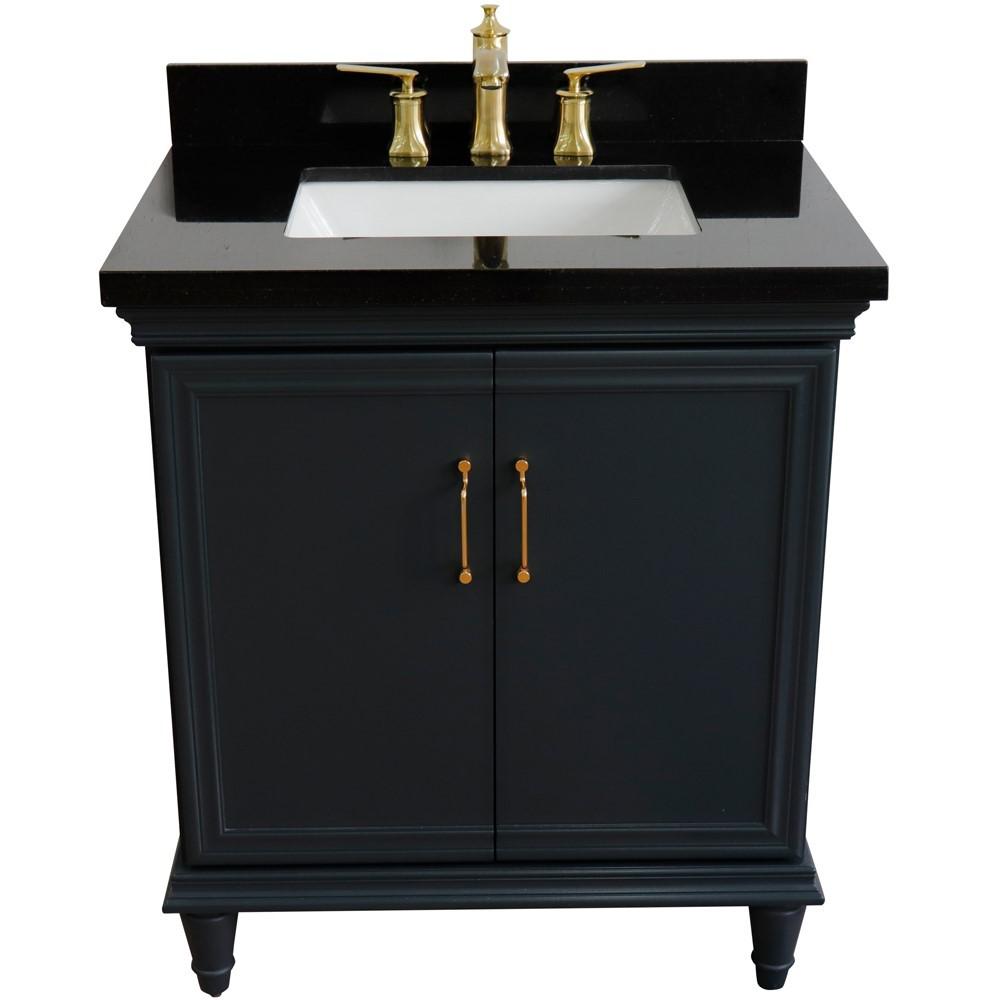 31 Single vanity in Dark Gray finish with Black galaxy and rectangle sink. Picture 11