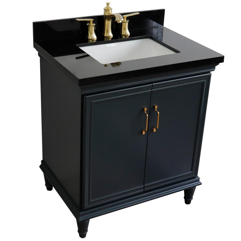 31 Single vanity in Dark Gray finish with Black galaxy and rectangle sink. Picture 12