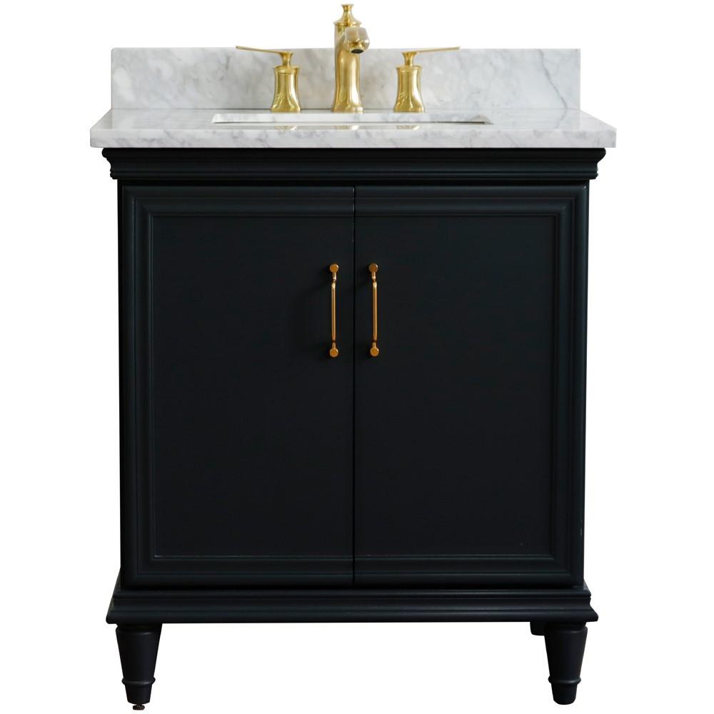 31 Single vanity in Dark Gray finish with White Carrara and rectangle sink. Picture 7
