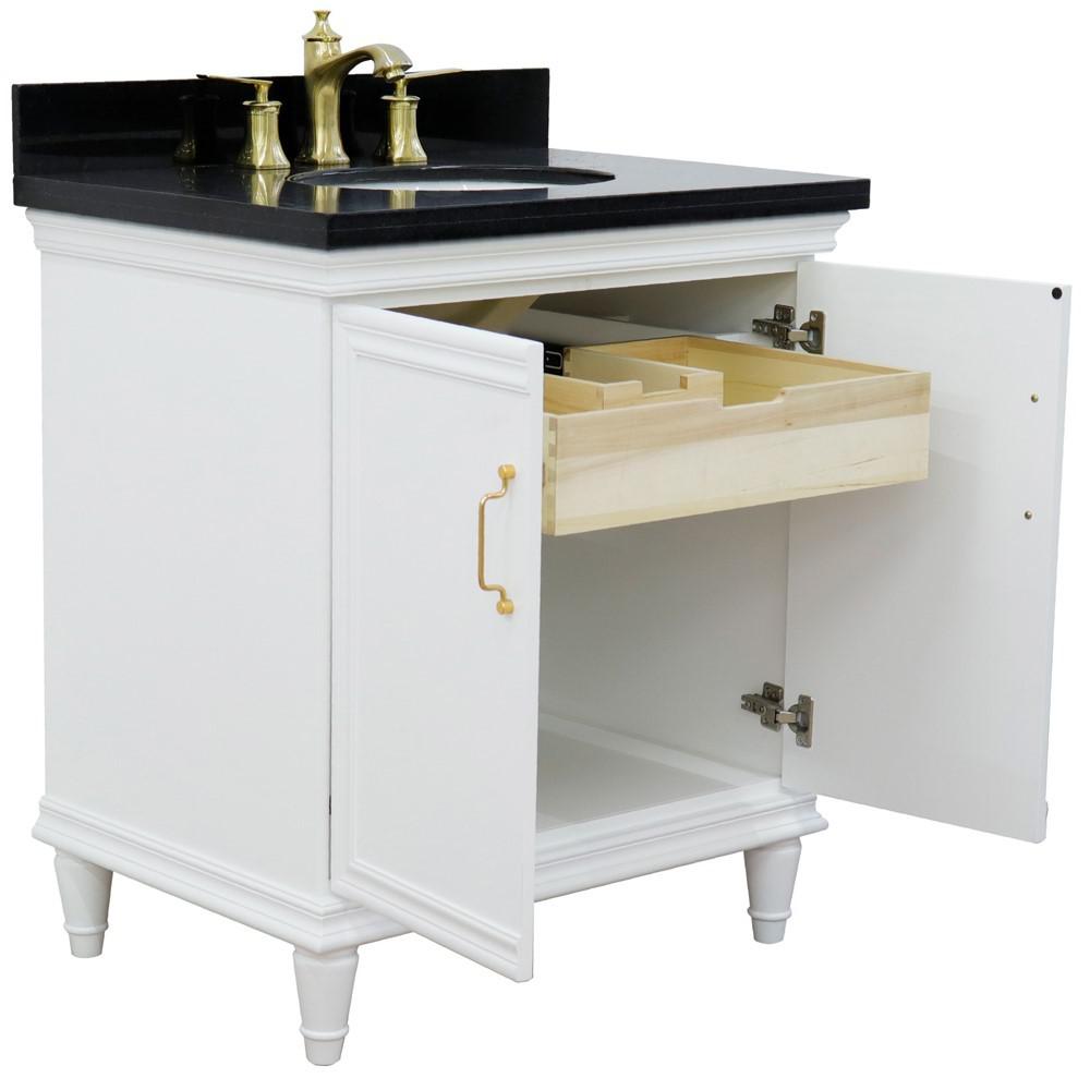31 Single vanity in White finish with Black galaxy and oval sink. Picture 7