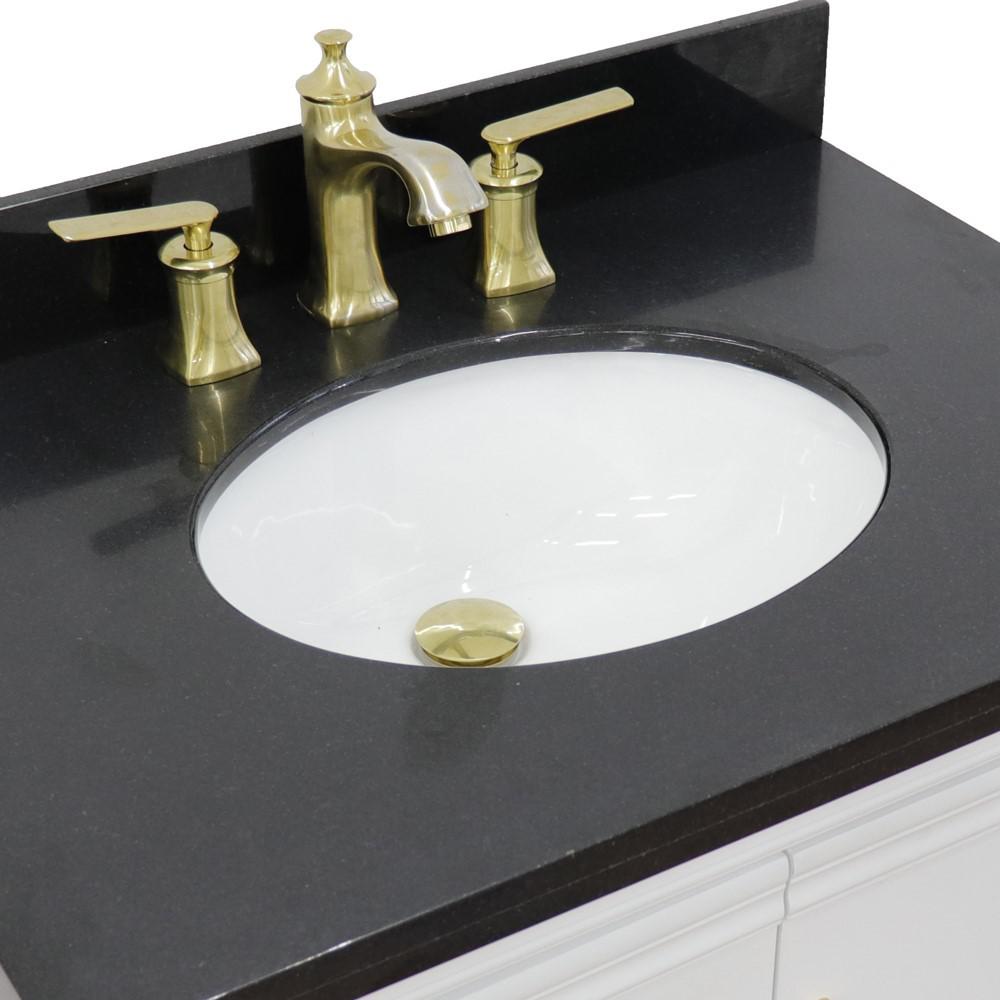 31 Single vanity in White finish with Black galaxy and oval sink. Picture 9