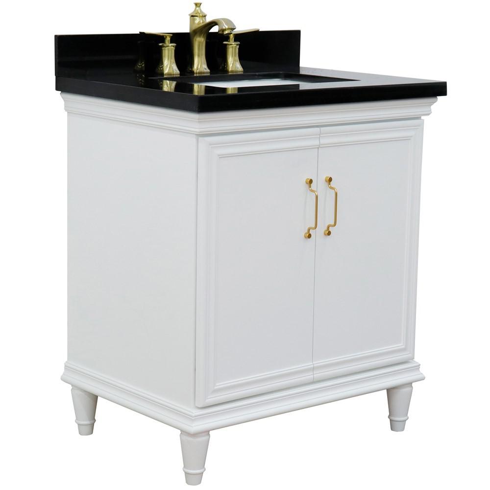 31 Single vanity in White finish with Black galaxy and rectangle sink. Picture 6