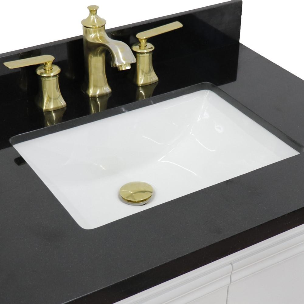 31 Single vanity in White finish with Black galaxy and rectangle sink. Picture 9