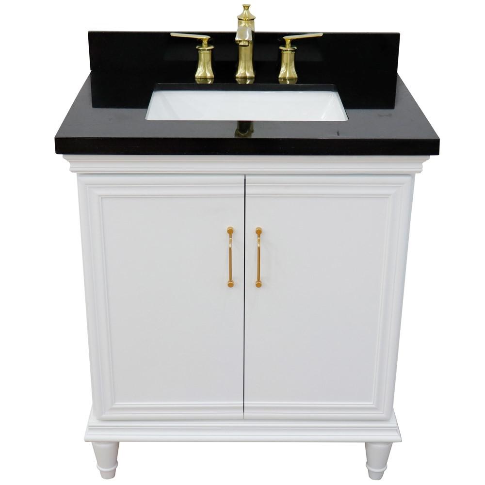 31 Single vanity in White finish with Black galaxy and rectangle sink. Picture 11