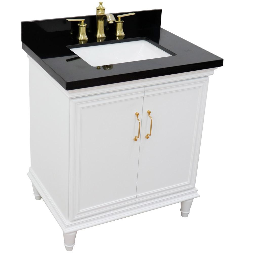 31 Single vanity in White finish with Black galaxy and rectangle sink. Picture 12