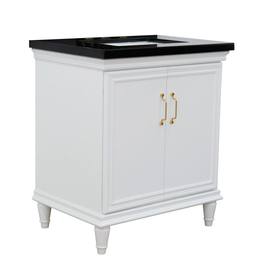 31 Single vanity in White finish with Black galaxy and rectangle sink. Picture 15