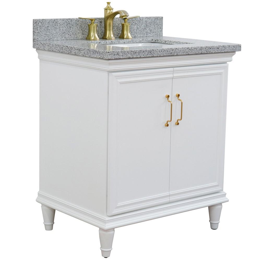31 Single vanity in White finish with Gray granite and rectangle sink. Picture 6