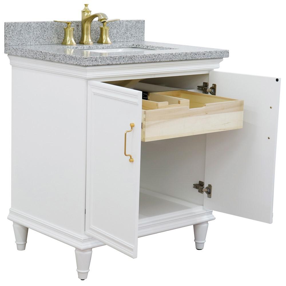 31 Single vanity in White finish with Gray granite and rectangle sink. Picture 7