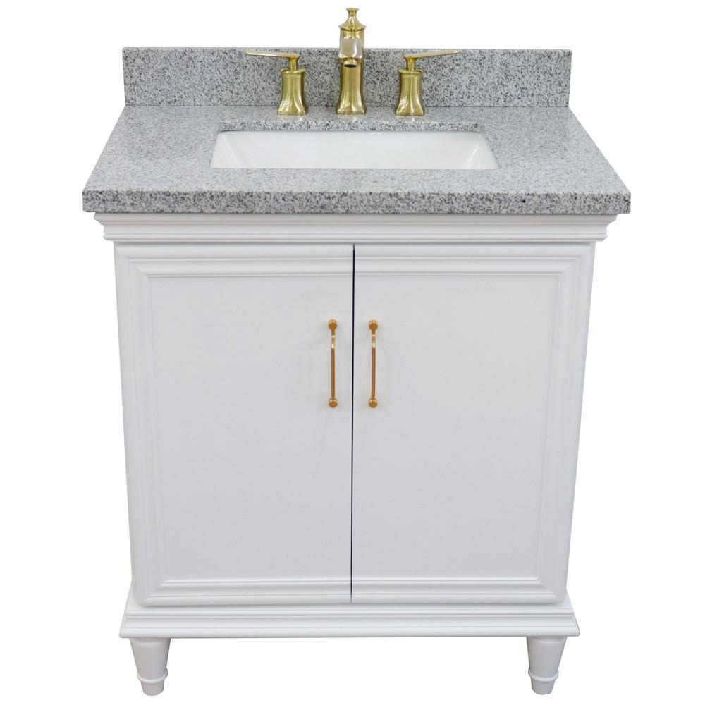 31 Single vanity in White finish with Gray granite and rectangle sink. Picture 11