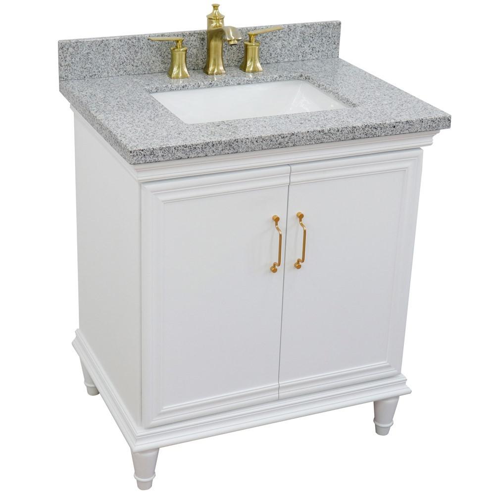 31 Single vanity in White finish with Gray granite and rectangle sink. Picture 12