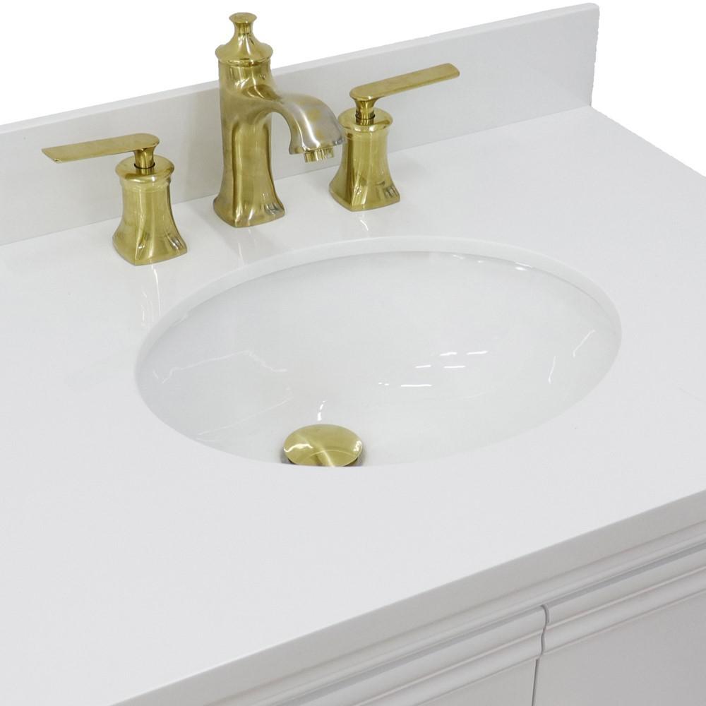 31 Single vanity in White finish with White quartz and oval sink. Picture 9