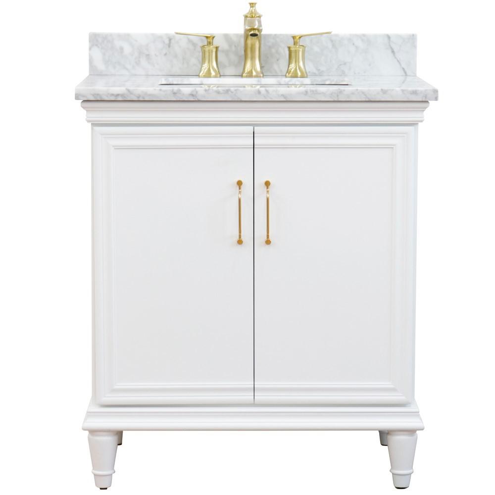 31 Single vanity in White finish with White Carrara and rectangle sink. Picture 8