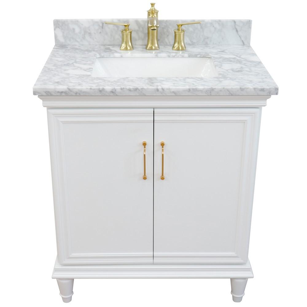 31 Single vanity in White finish with White Carrara and rectangle sink. Picture 11