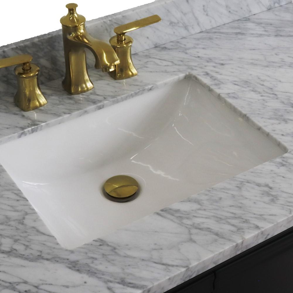 Single vanity in Dark Gray with White Carrara and rectangle sink- door/sink. Picture 10