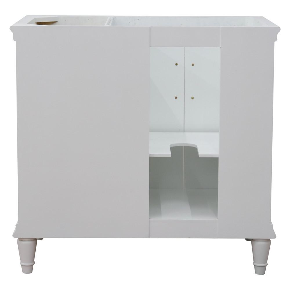 Single vanity in White with Black galaxy and rectangle sink- door/sink. Picture 4
