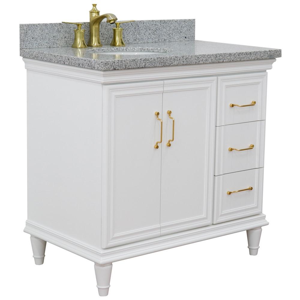 Single vanity in White with Gray granite and oval sink- Left door/Left sink. Picture 6