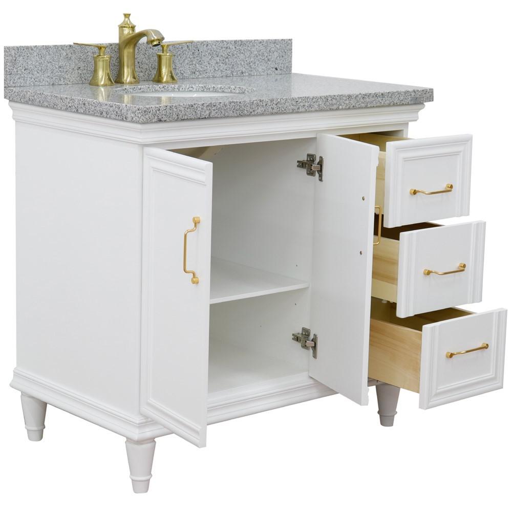 Single vanity in White with Gray granite and oval sink- Left door/Left sink. Picture 7