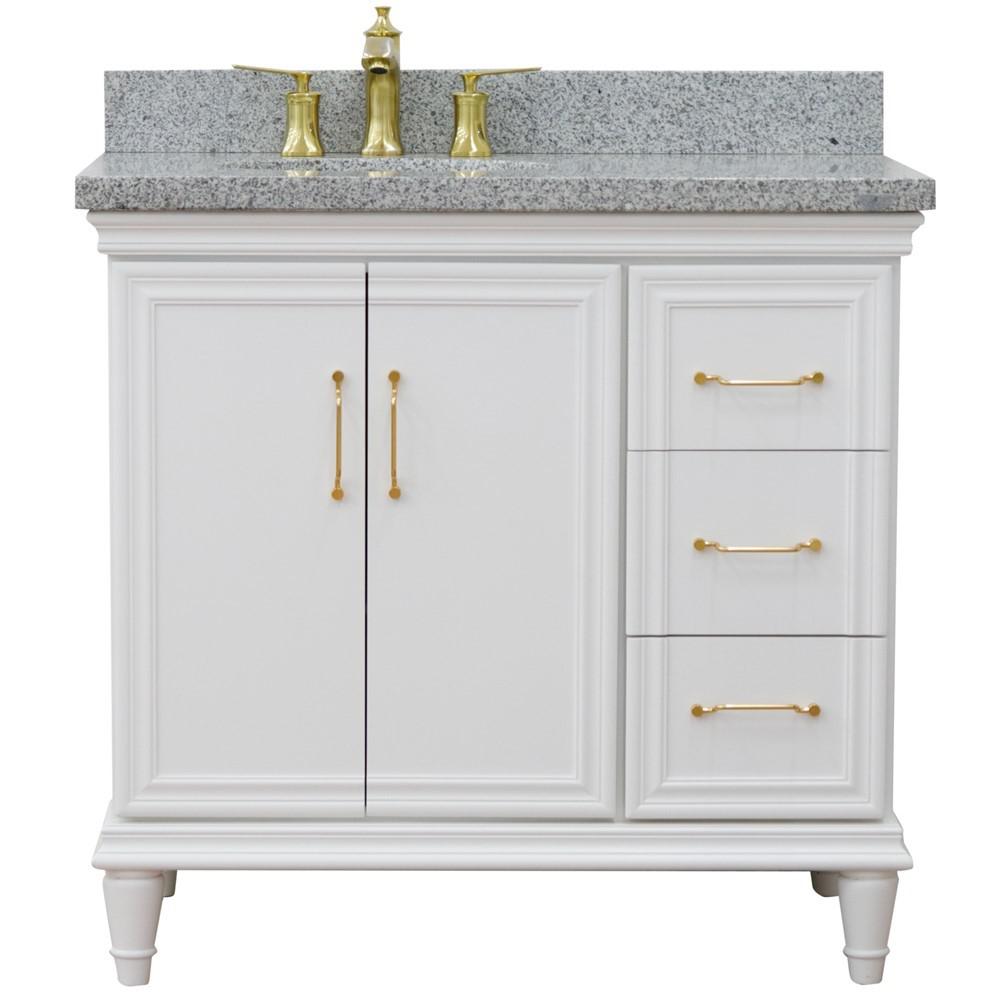 Single vanity in White with Gray granite and oval sink- Left door/Left sink. Picture 8