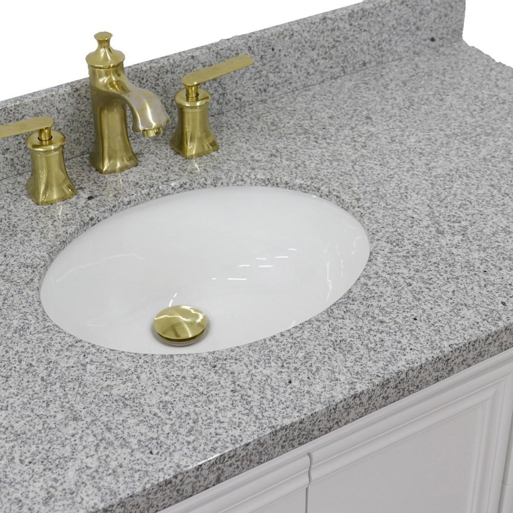 Single vanity in White with Gray granite and oval sink- Left door/Left sink. Picture 9